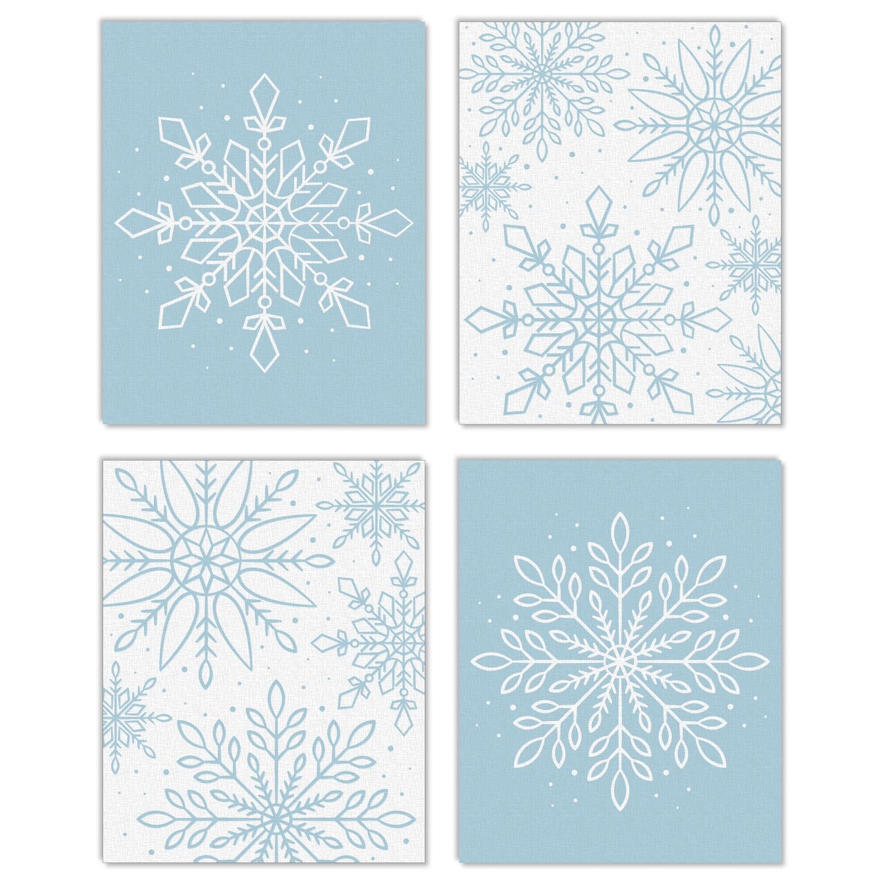 Big Dot of Happiness Winter Wonderland - Unframed Snowflake Holiday Linen Paper Wall Art - Set of 4 - Artisms - 8 x 10 inches